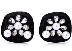 Pendientes negros retro de gran tamaño para mujer con clip de joyería accesorios de disfraz - Imagen 1 de 7