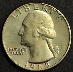 1968-P WASHINGTON QUARTER - EAGLE BACK - MS BU - TONED - DETAILED - 8 - Picture 1 of 2
