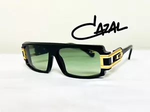 Cazal Sunglasses Black & Gold Frame Green Lens Tinted Men's Women's Eyewear - Picture 1 of 9