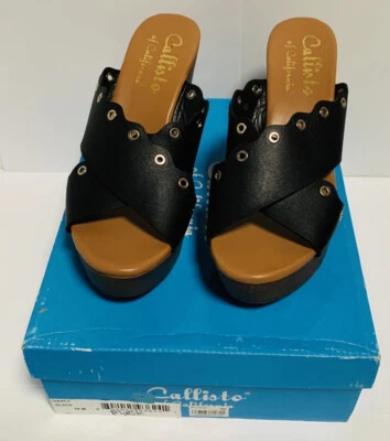 Plataforma cunha preta Callisto Darcii com caixa original tamanho 10M boa - Imagem 1 de 4