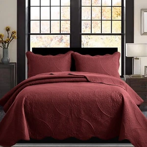 3 Piece Floral Bedspread Embossed Bedding Set Coverlet Bed Throw Queen King Size - Picture 1 of 100