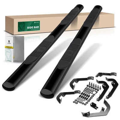 Barras de apoio laterais ovais de aço preto 4" para Chevrolet Silverado 1500 GMC cabine estendida - Imagem 1 de 4