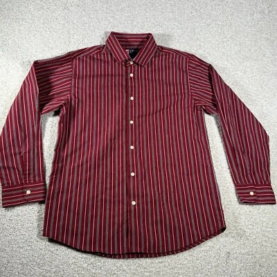 Camisa de vestir Chaps manga larga a rayas rojas y negras talla niños grande 14/16 Foto 1 de 4