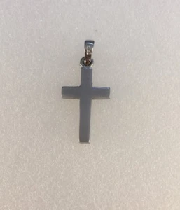 9ct White Gold Plain Cross SOLID Height 2.7cm inc Bale x 1.2cm    2.1grams  NEW - Picture 1 of 1