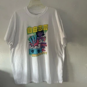 Brisco Brands Tshirt Mens XL White Lonely Hearts Club Anime Short Sleeve Tee - Picture 1 of 6