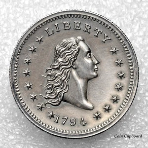 1794 - Flowing Hair Tribute round - 30mm extra thick - 1oz silver antique finish - Picture 1 of 2