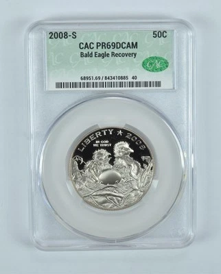 2008-S Bald Eagle Commemorative Half Dollar PR69 DCAM CAC CACg - Image 1 of 4