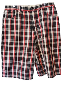 Vintage Footlocker Private Label Herren kariert rot/schwarz 100 % Baumwolle Shorts/Größe 36 - Bild 1 von 9