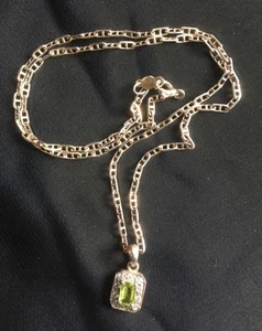 Jose Luis Flores Mexican 925 Silver Anchor Chain & Peridot Pendant. - Picture 1 of 5