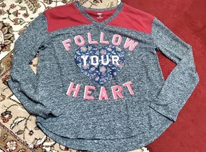 Old Navy Mädchen Gr. XL 14-16 follow your heart Langarmshirt A-1 - Bild 1 von 1