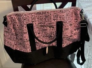 Victoria's Secret Getaway Weekender Tote Bag Angle Love Shoulder strap NEW - Picture 1 of 7