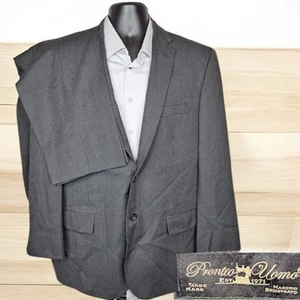 Pronto Uomo 2 Piece Suit Mens 44R 38X29 Black Stripe Double Vented - Picture 1 of 14
