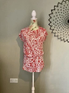 Maje Red & White Leopard Print Tunic Top/Micro Dress Size 1 (UK 6/8) - Picture 1 of 11