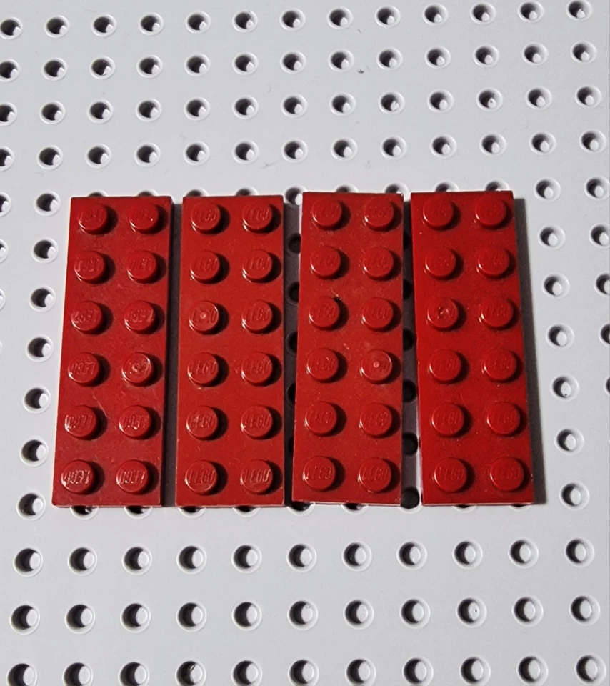 LEGO Platte Bauplatte Basisplatte 2x6 Dunkelrot 4 Stück Red basic plate 3795 R2 - Bild 1 von 1
