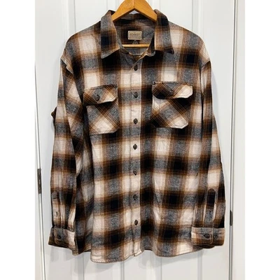 CE Schmidt Workwear Mens 2XT Plaid Flannel Long Sleeve Button Up Shirt Brown - Image 1 of 4