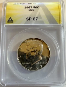 1967 SMS 50C Kennedy Half Dollar ANACS SP 67 - Just Graded / New Holder - Picture 1 of 4