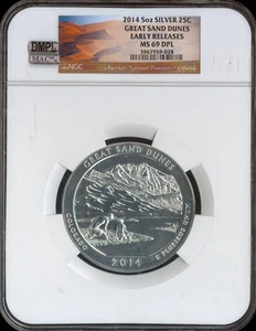 2014 GREAT SAND DUNES QUARTER 5 OZ NGC MS69 DPL MAC FINEST & SPOTLESS . - Picture 1 of 2