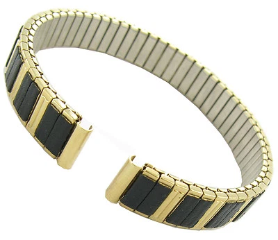 10mm Hirsch Romunda Ladies Twist-O-Flex Gold Black Tone Watch Band - Image 1 of 2