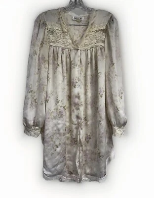 VTG Christian Dior Cottagecore Floral Lavender Nightgown Long Sleeve Medium - Image 1 of 4