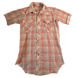 Vtg Wrangler Permanent Press Pearl Pink Button Up Short Sleeve Women's M - Picture 1 of 6