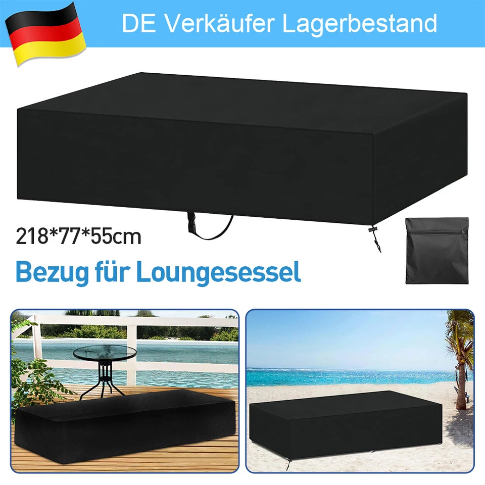 Gartenliege Abdeckhaube Gartenmöbel Sonnenliege Abdeckplane Hülle Schutzhülle