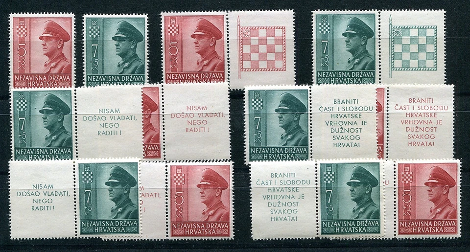 NDH CROACIA SEGUNDA GUERRA MUNDIAL ESTADO TÍTERE ALEMÁN 1943 B29-B30 COMBOS PAVÉLICOS PERFECTO MNH (1) Foto 1 de 1