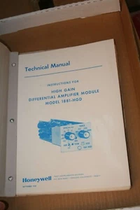 Honeywell High Gain Differential Amp. Module Model 1881-HGD Technical Manual - Picture 1 of 5