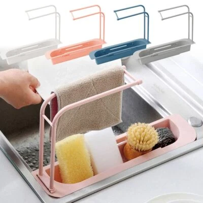 Fregadero Carrito Cesta Plato Esponja Dispensador de Jabón Soporte Telescópico Organizador de Cocina Foto 1 de 4