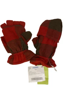 Gymboree Unisex Sz 5-7 Red Buffalo Plaid Convertible Gloves - Picture 1 of 12
