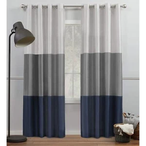 Exclusive Home Chateau Striped Faux Silk Grommet Top Curtain Panel Pair - Picture 1 of 5