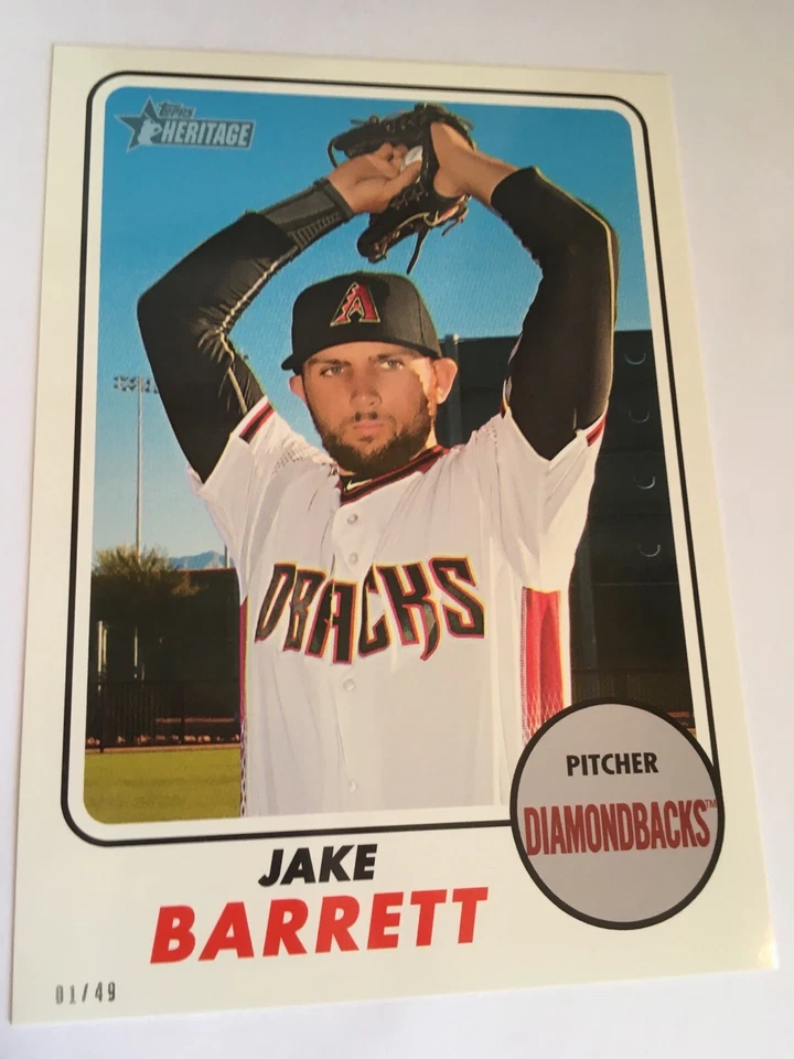 2017 Topps Heritage Jumbo 5x7 Jake Barrett DBacks 211 #’d 01/49 - Image 1 of 1