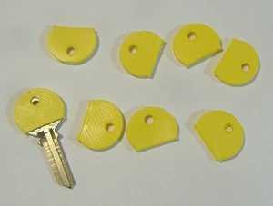 LOT OF EIGHT YELLOW COLOR KEY IDENTIFIER CAPS IDENTIFICATION FOR KEYS   - Picture 1 of 1