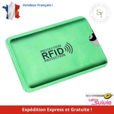 Protection Carte Bancaire RFID NFC Sans Contact Anti Piratage Pochette Vert🔒