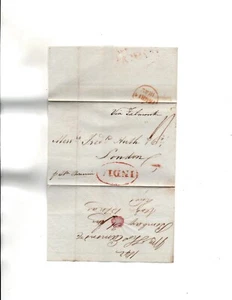 India 1842 BOXED INDIA in red to England-HUTH & Co. per S.S.Berinni-ship - Picture 1 of 1