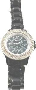 Style & Co Watch Rinestone Black Bezel Link Bracelet Needs A Battery Birthday - Picture 1 of 8