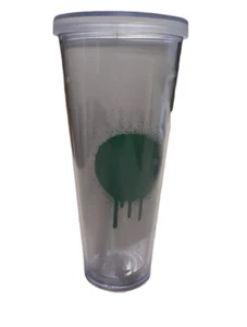 Starbucks 2014 Cold Cup Graffiti 24 oz Tumbler LID & STROHHALM Green Dot Paint - Bild 1 von 5