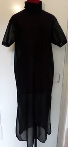 RELIGION Black Sheer Roll Neck, Short-Sleeve T-Shirt Maxi Dress - SIZE S - Picture 1 of 6