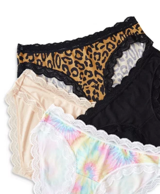 Новый в коробке! Комплект из 4 полос и взгляд женщин Sz S модальный кружевной отделки бикини трусики - Изображение 1 из 4