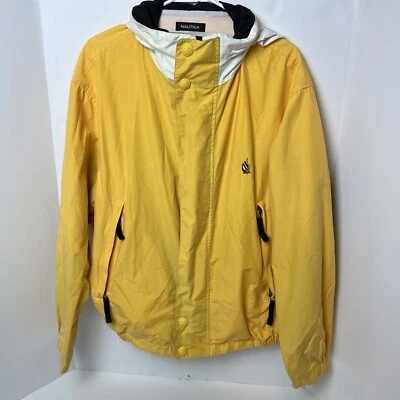 Vintage Nautica Men's Yellow Jacket Large Windbreaker Hooded Sailing Outdoor - Image 1 of 4