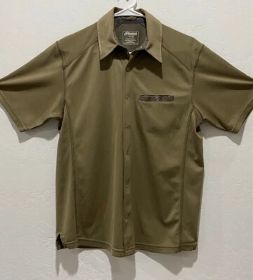 Camisa de manga corta Cloudveil para hombre talla S frontal a presión poliéster verde oliva  Foto 1 de 4