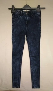 HOLLISTER 00R W23 L29 Dark Acid Wash Skinny Jeans Jeggings Zip Up Pockets Stains - Picture 1 of 12
