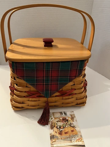 Longaberger 2000 Christmas Collection Deck The Halls Basket w/ Lid/Liner/Insert Cover