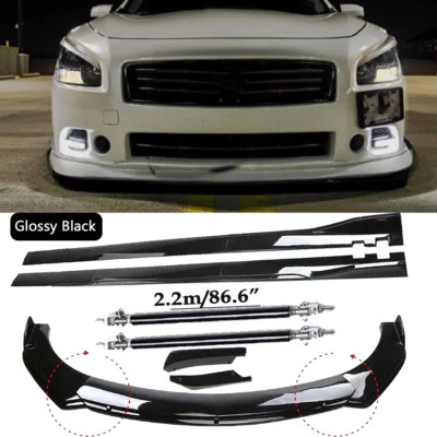 Front Bumper Spoiler Body Kit /Side Skirt/Strut Glossy Black For Nissan Maxima - Image 1 of 4