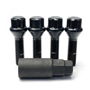 TPi 14x1.25 Black Tapered 50mm Locking Alloy Wheel Bolts Eco Lock Bolts Set - Picture 1 of 6