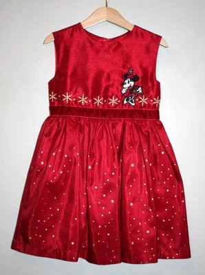 Niñas Disney Store Minnie Mouse Navidad Rojo Vestido de Fiesta Sin Mangas 4 Foto 1 de 4