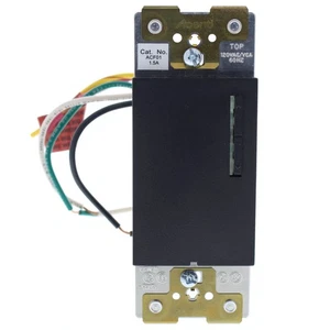 Leviton Onyx Black Acenti S.P/3-Way Ceiling Fan Speed Control 1.5A ACF01-1L-ONX - Picture 1 of 6