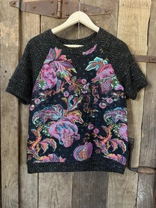 James Coviello Anthropologie Tapestry Top Sweater Jacquard Colorful Lg Metallic - Picture 1 of 14