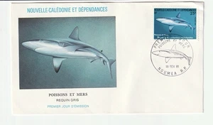 1981 NEW CALEDONIA FIRST DAY OF ISSUE COVER SHARKS - Picture 1 of 2
