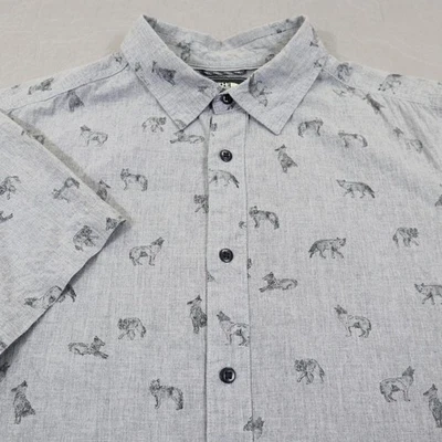Camisa The North Face Para Hombre Grande Gris Manga Corta Botón Lobo Zorro Geométrica Foto 1 de 4