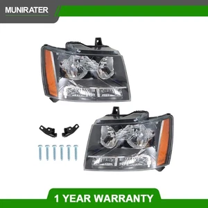 Pair Halogen Headlights Headlamps For Chevy Avalanche/Suburban/Tahoe 2007-2014 - Picture 1 of 12